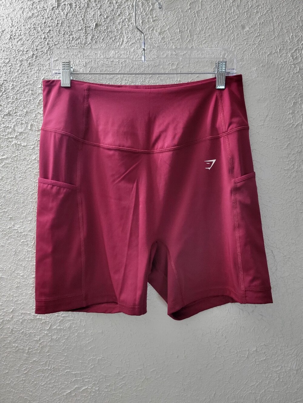 Gymshark XXL Womens Bike Shorts Pockets Red Maroon Biker Bicycle 6 Inch Inseam